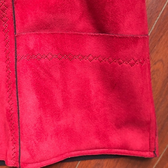 Relaxed RED Burgundy Alfred Dunner Size 6P Faux Suede  Blazer - Picture 9 of 17